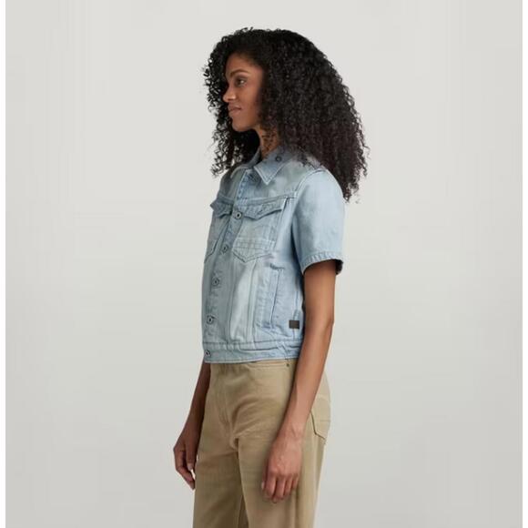 NWT G-Star RAW Arc Short Sleeve Denim Jacket Women’s Electric Blue Size Small - Picture 7 of 8